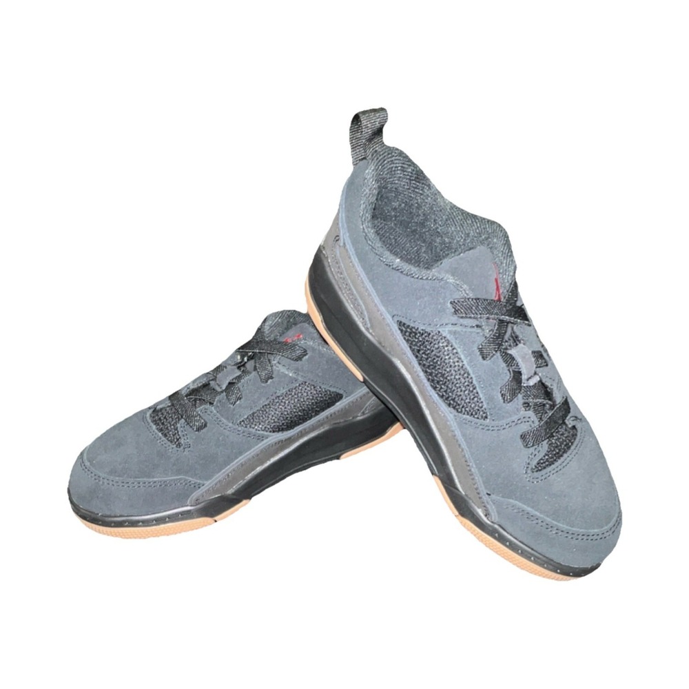 24N21/Jordan HF3332-001 Low Top Sneaker Gray Black Suede Mesh Kids US 3Y EU 35